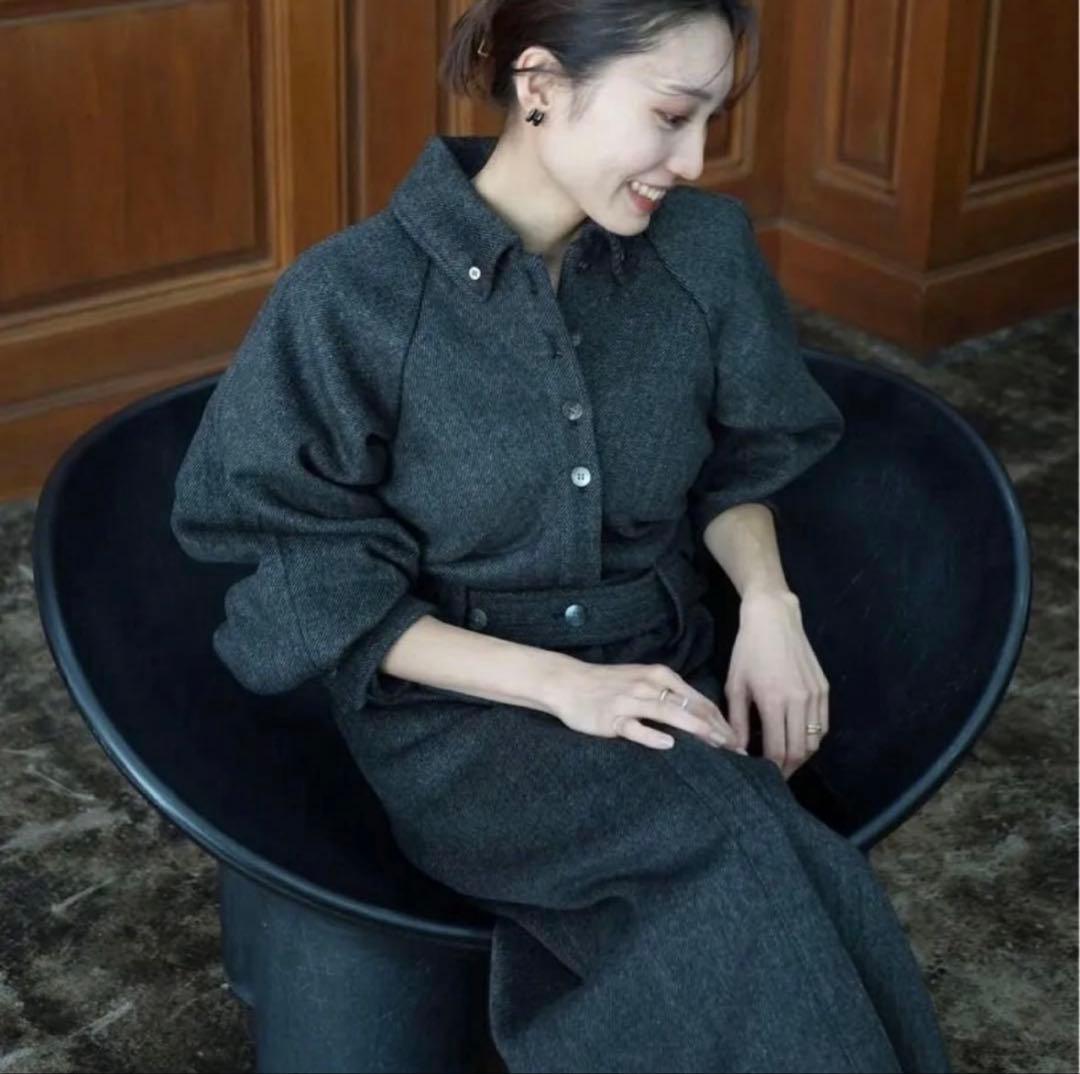 【1/18値下！新品ローブブラン】Belted Wool Shirt Dress