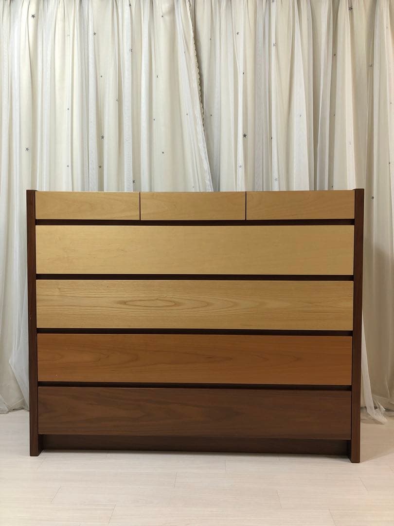 木目のカラフル5段チェスト　120cm幅