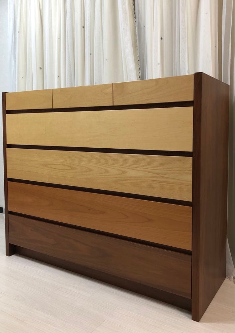 木目のカラフル5段チェスト　120cm幅