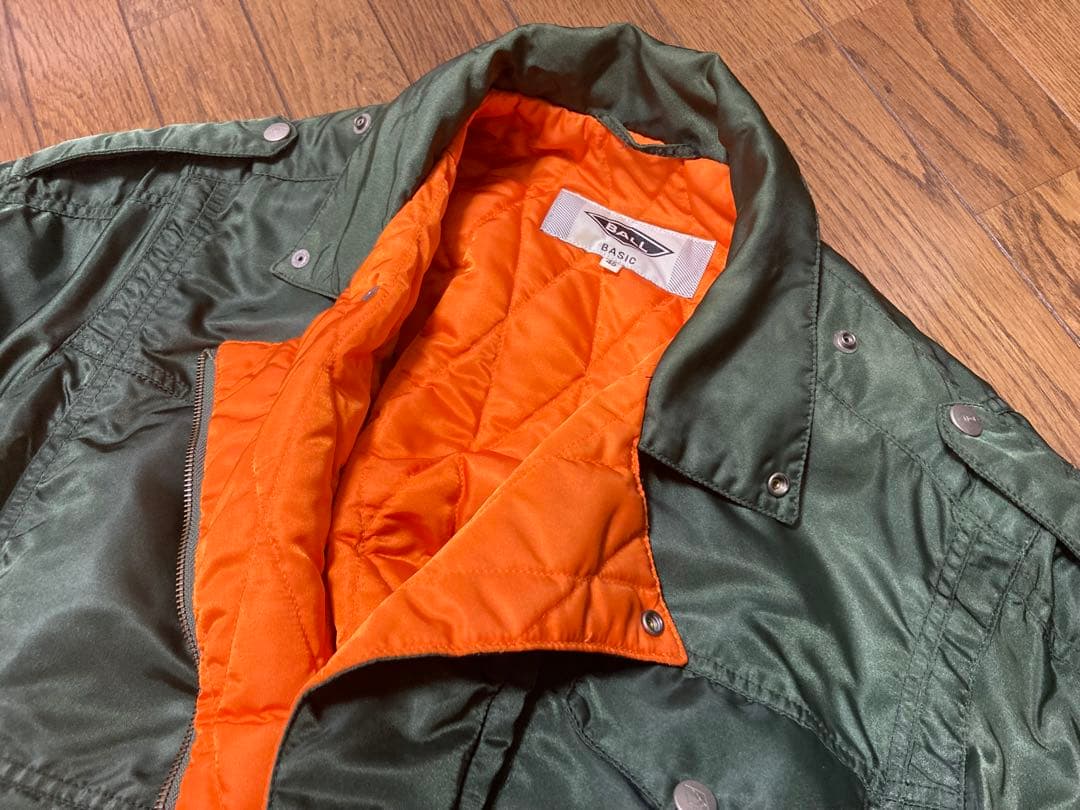 BALL フライトジャケット ダブルカラー カーキ 中綿 46 ヴィンテージ