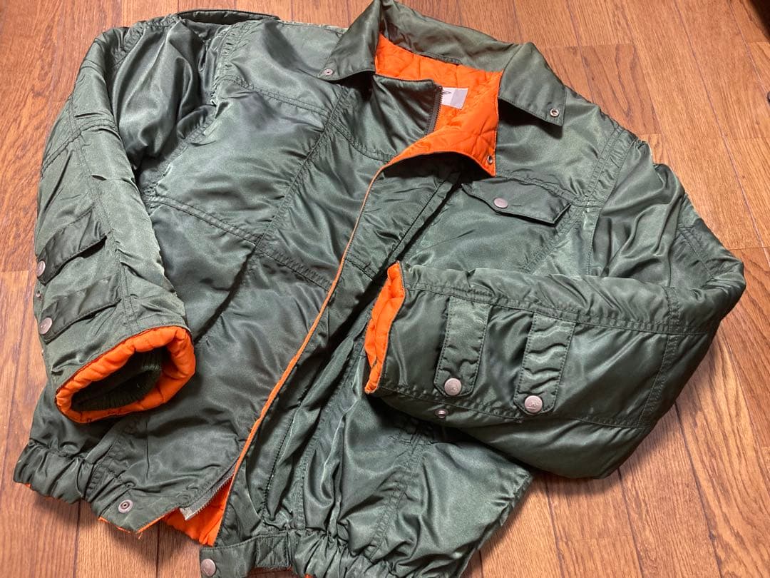 BALL フライトジャケット ダブルカラー カーキ 中綿 46 ヴィンテージ