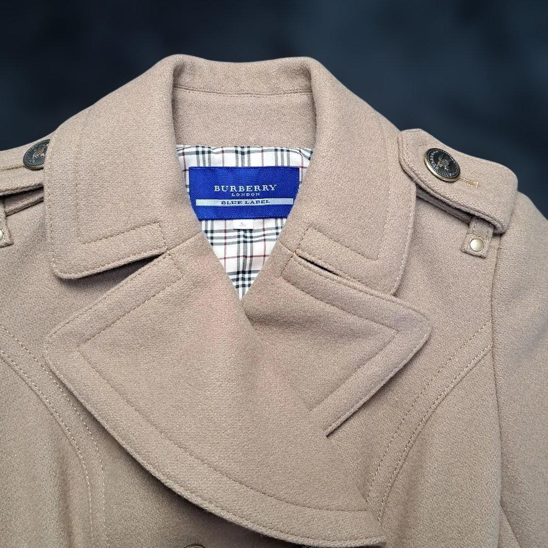 【BURBERRY BLUE LABEL】コート 金ボタン ウール ベージュ36