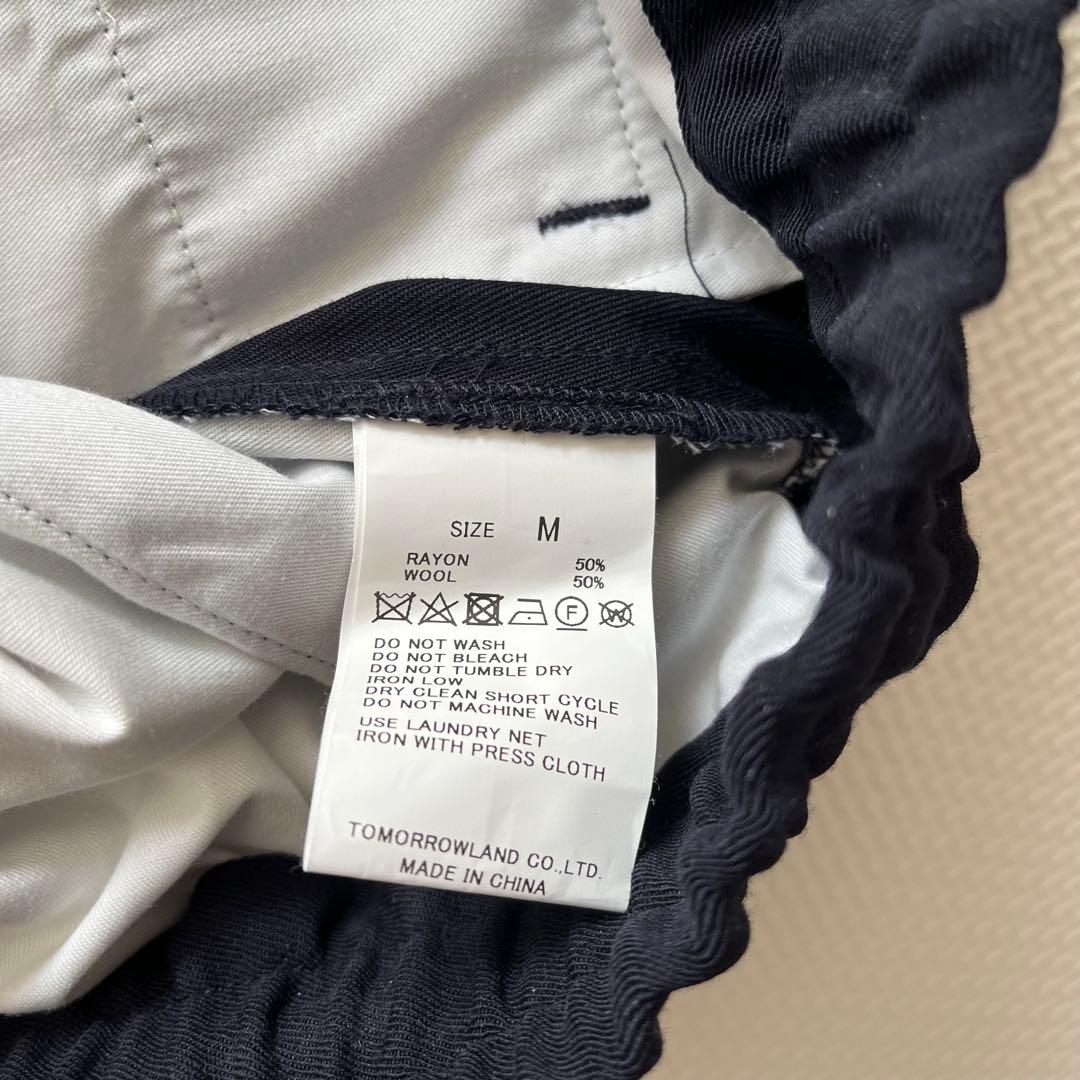 美品 TOMORROWLAND イージーパンツ スラックス ネイビー M ウール