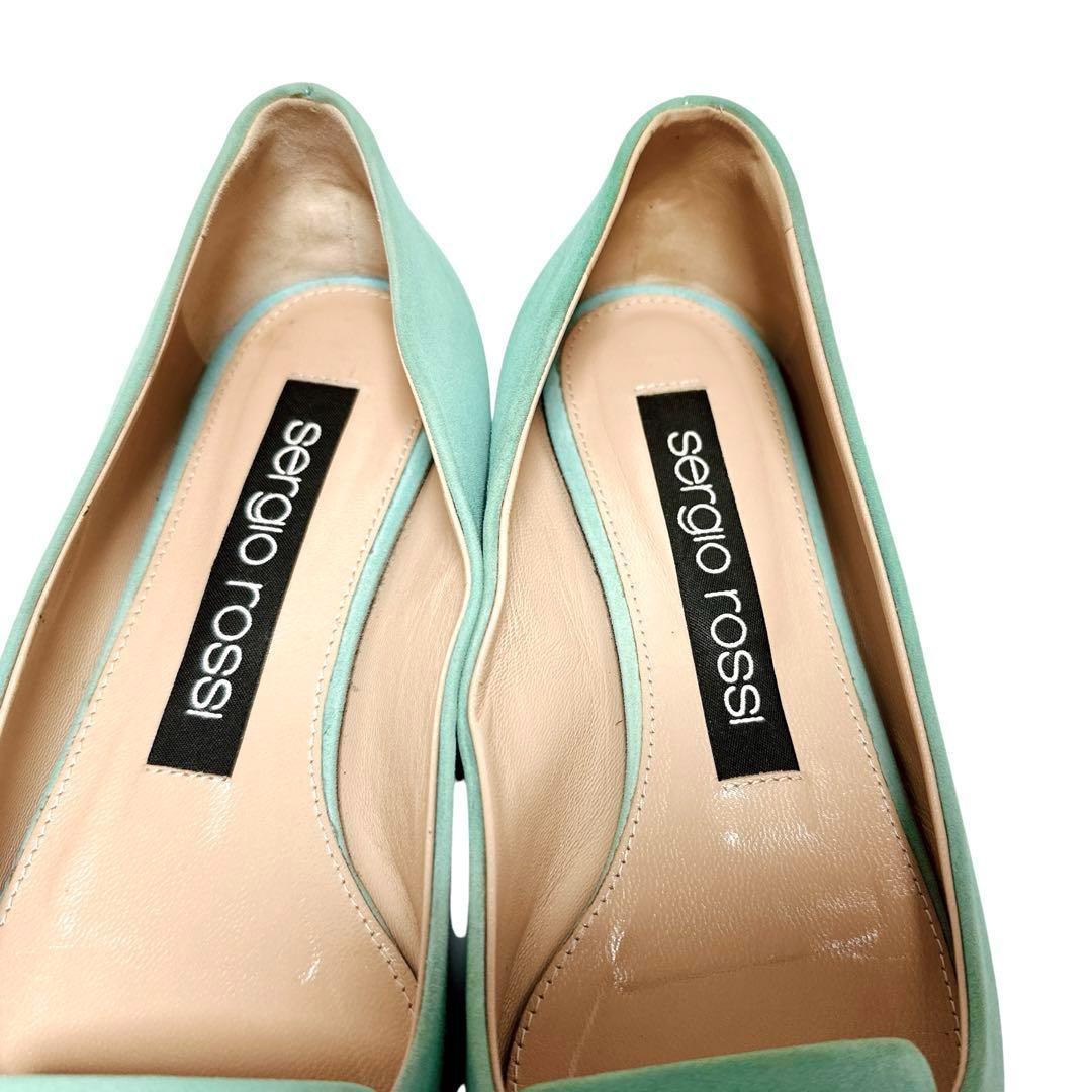 美品✨セルジオロッシ 36/約23.5㎝ sr1 ポインテッド フラット 水色