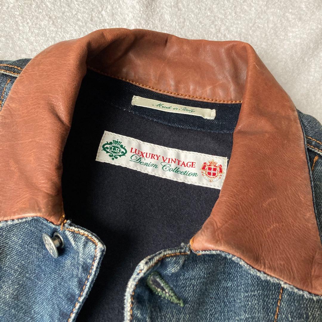 ルイジボレッリLUIGI BORRELLI レザー切替Gジャン Sサイズ