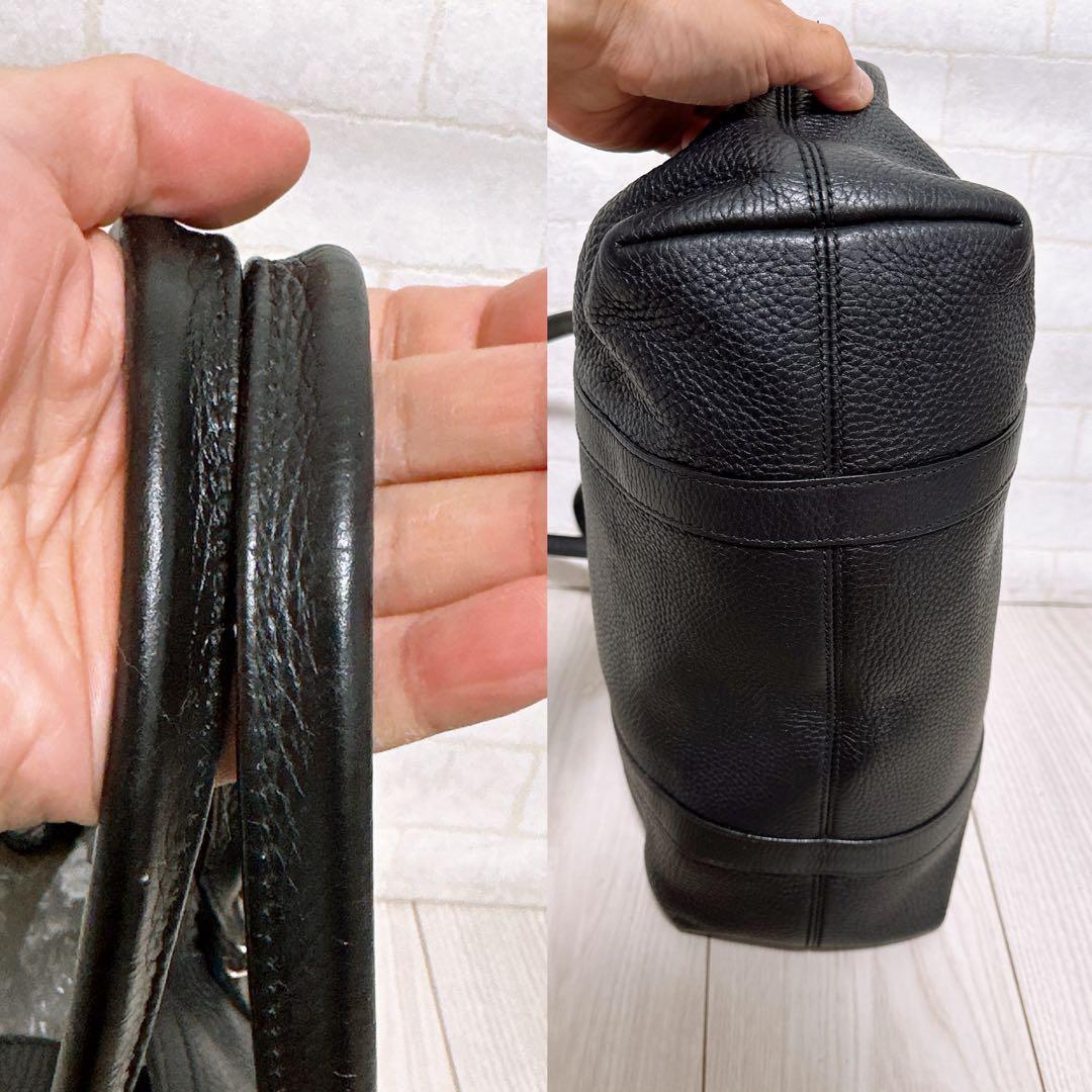 GUCCI トートバッグ レザー ブラック シリアル記載