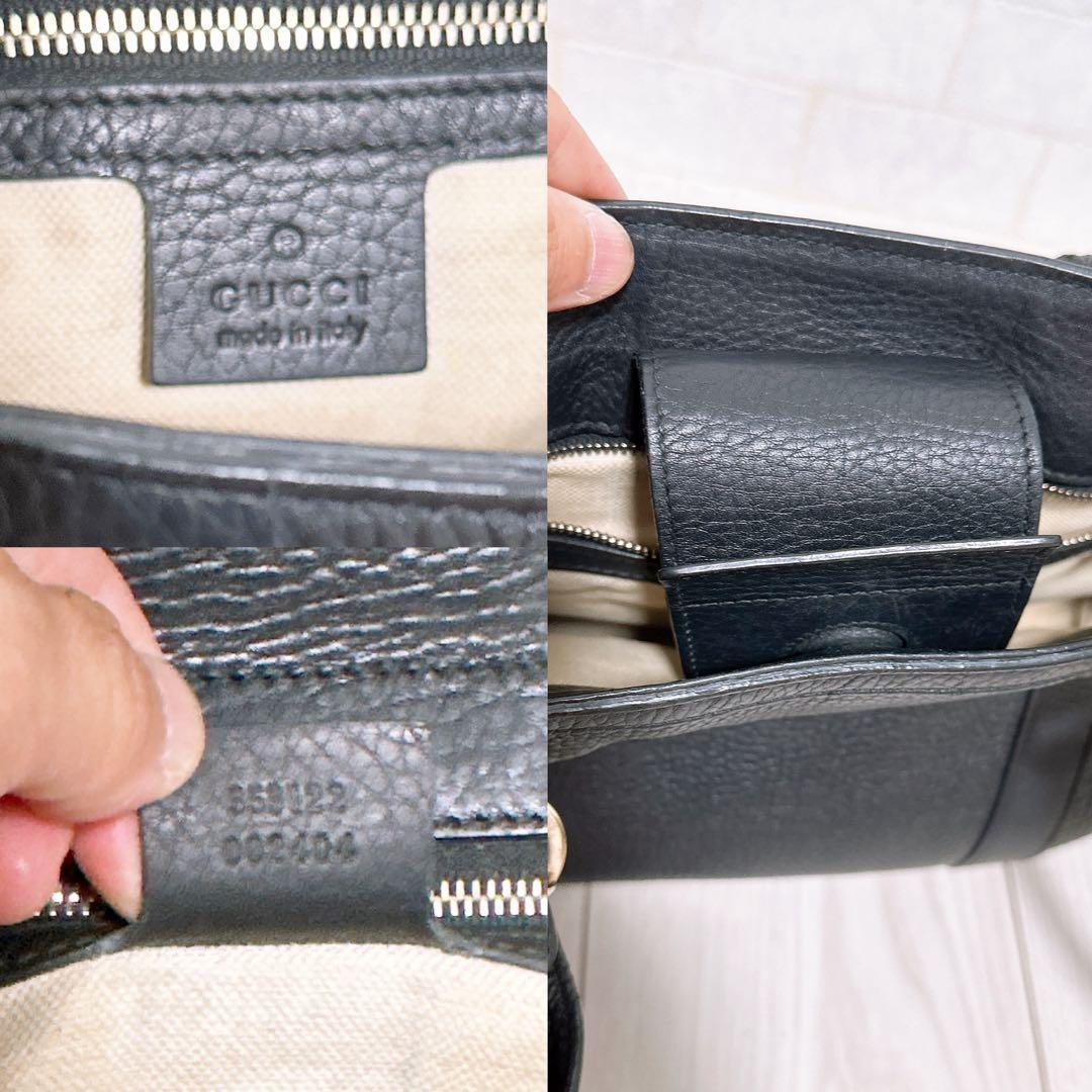 GUCCI トートバッグ レザー ブラック シリアル記載