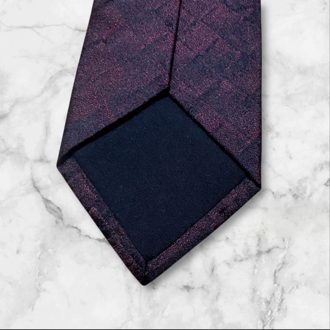 【未使用に近い】ボッテガヴェネタ　ネクタイ　イントレチャート　ボルドー