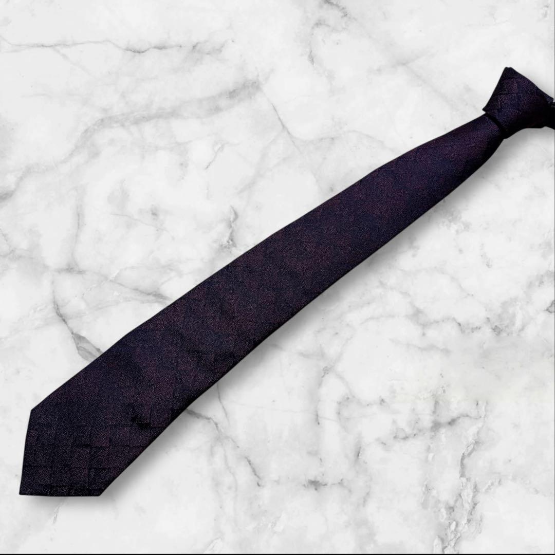 【未使用に近い】ボッテガヴェネタ　ネクタイ　イントレチャート　ボルドー