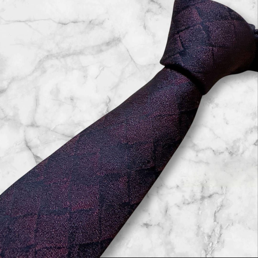 【未使用に近い】ボッテガヴェネタ　ネクタイ　イントレチャート　ボルドー