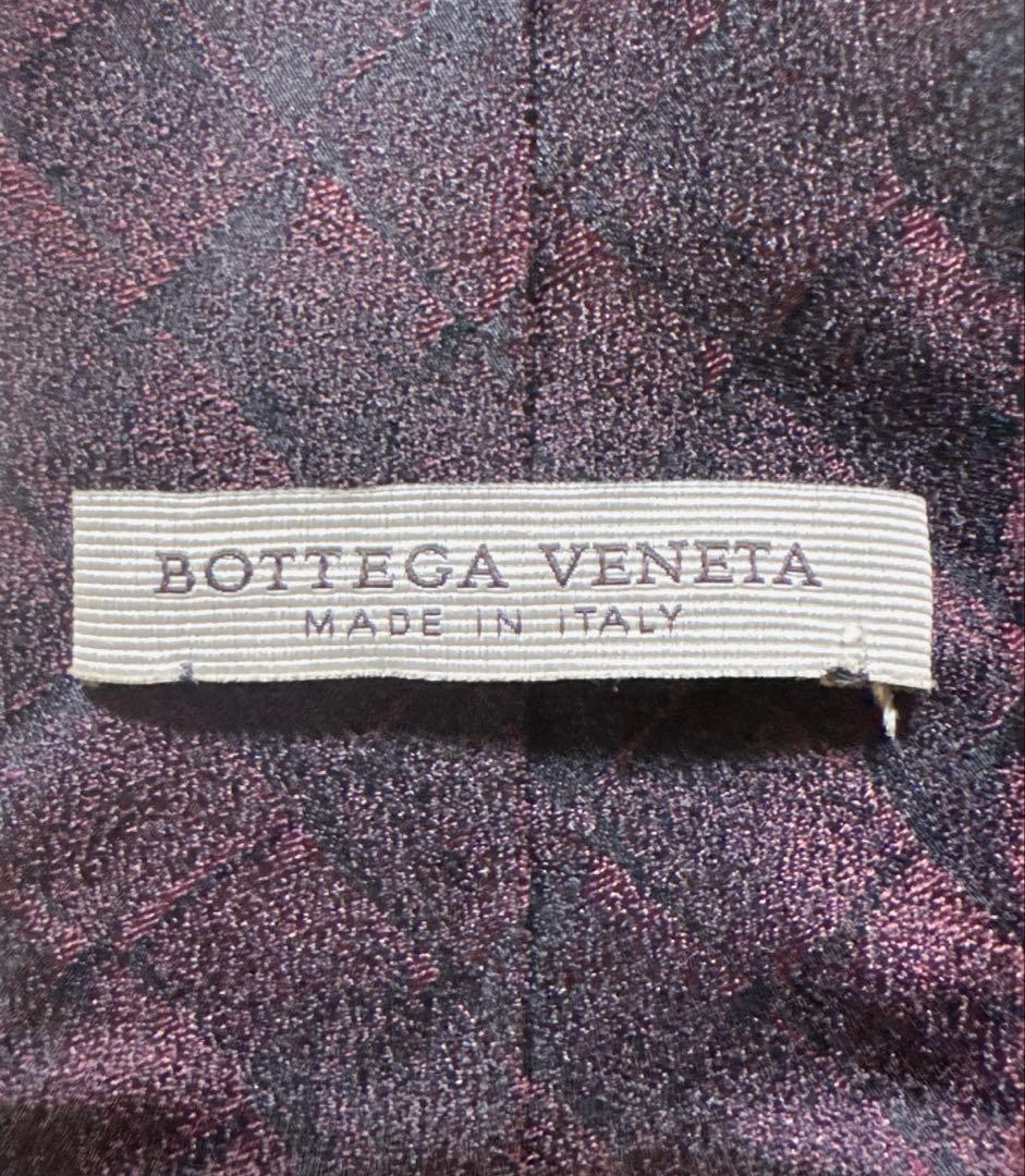 【未使用に近い】ボッテガヴェネタ　ネクタイ　イントレチャート　ボルドー