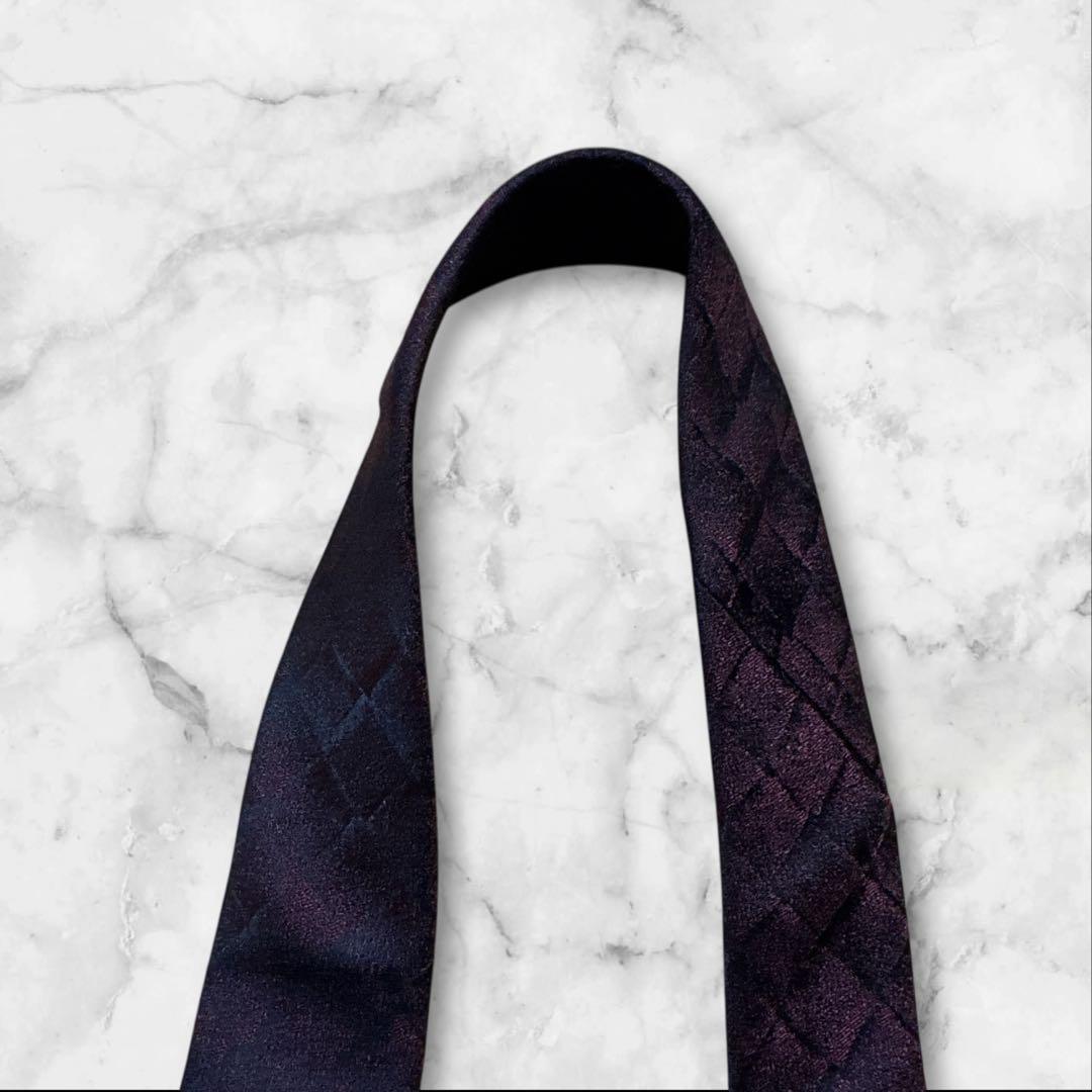 【未使用に近い】ボッテガヴェネタ　ネクタイ　イントレチャート　ボルドー