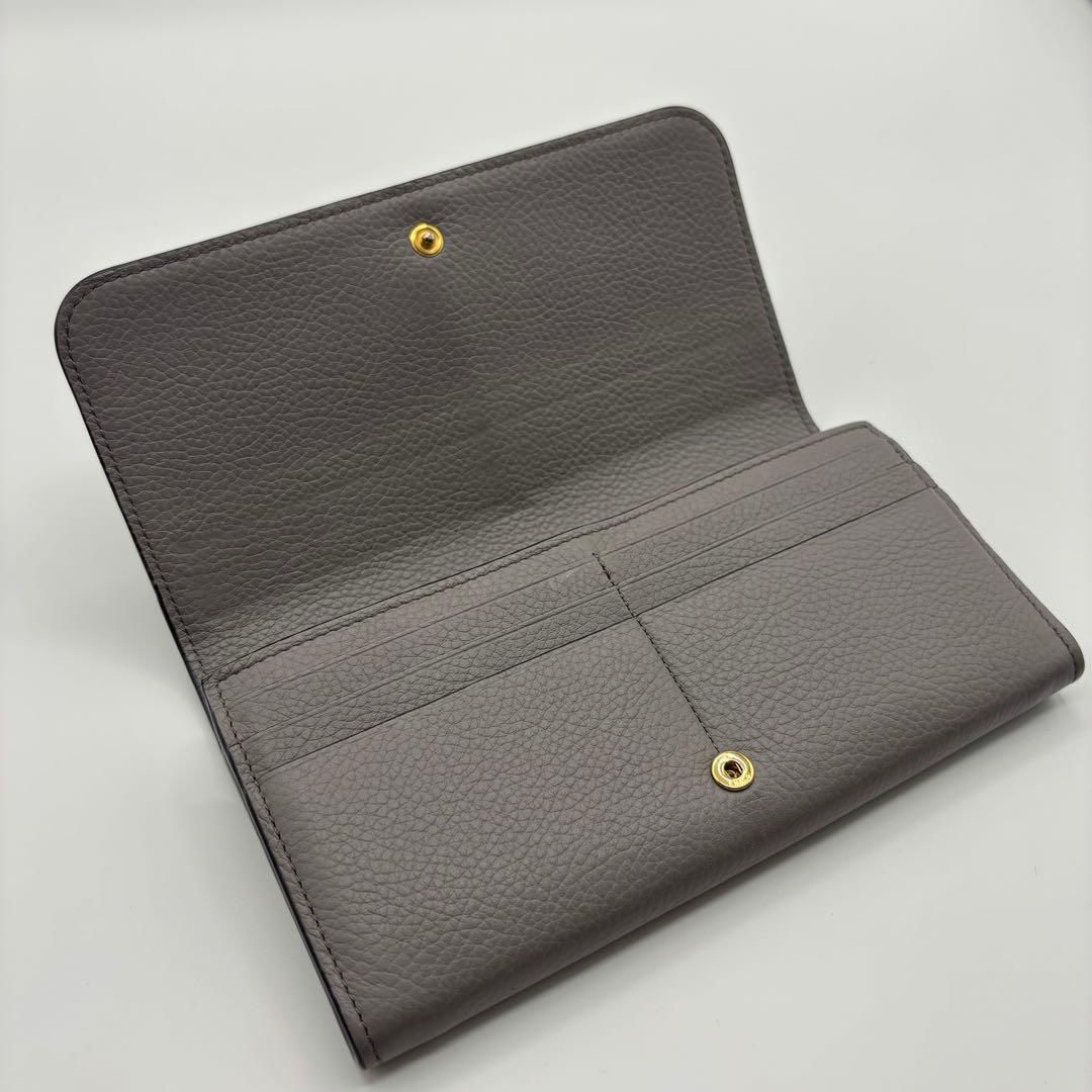 Chloe クロエ　長財布　グレー　アルファベット　レザー　レディース