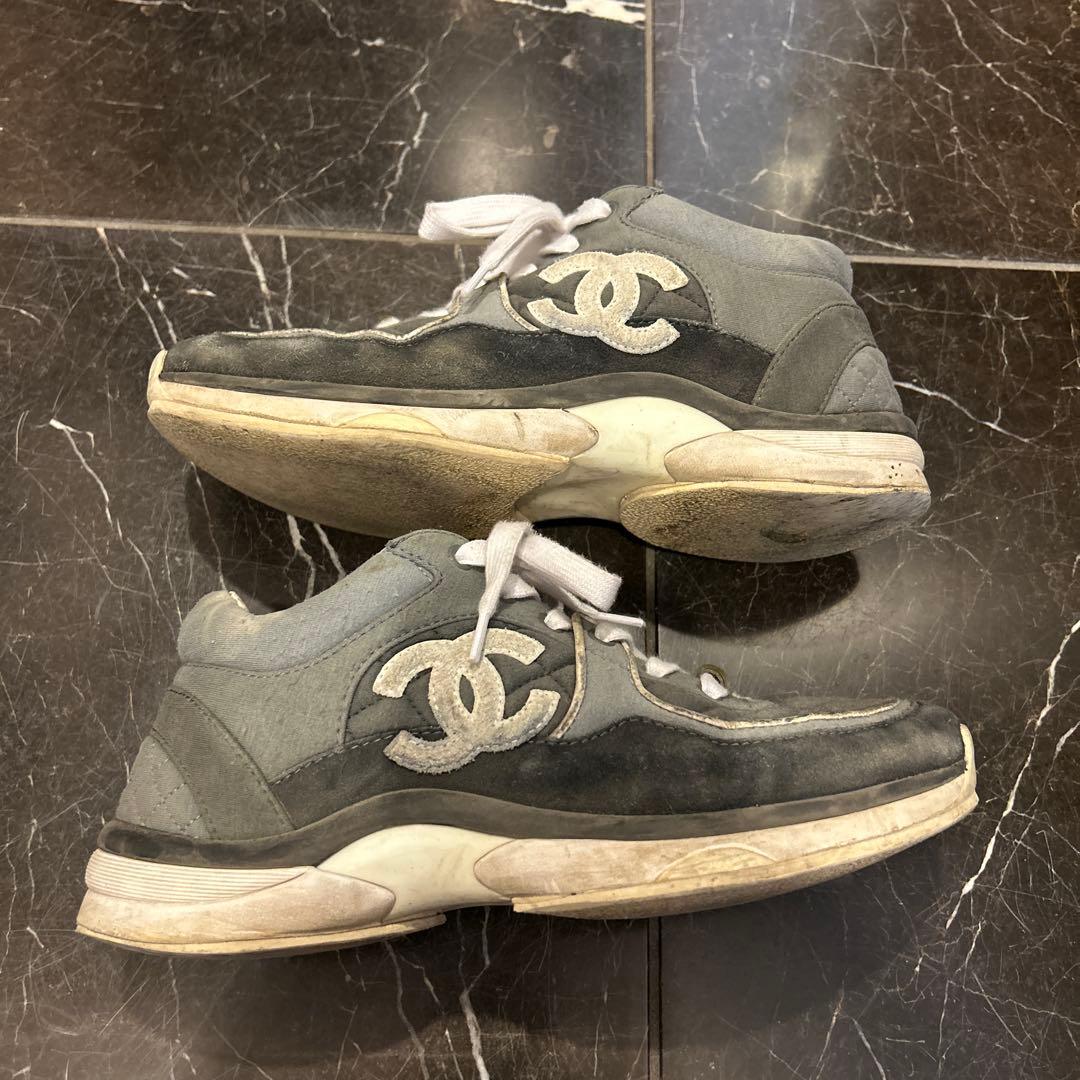 シャネル　スニーカー　レディース　グレー　38