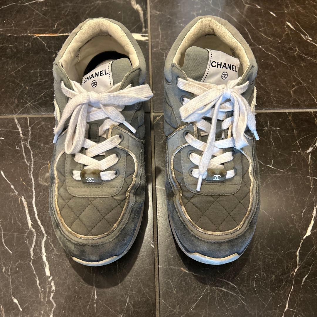 シャネル　スニーカー　レディース　グレー　38