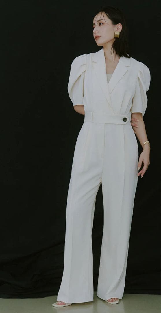 アニュアンス タックスリーブテーラードオールインワン