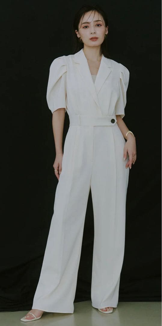 アニュアンス タックスリーブテーラードオールインワン