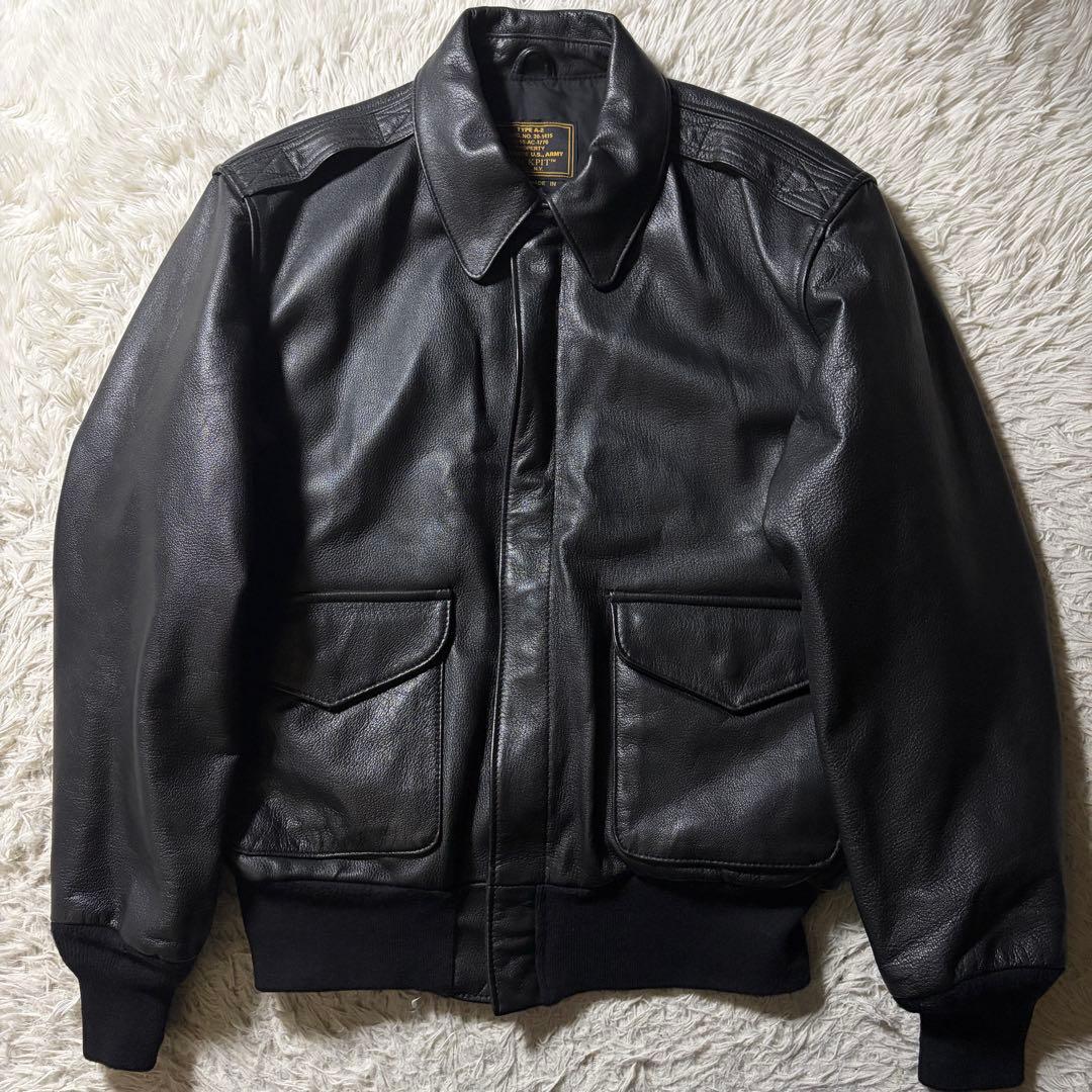 美品■COCKPIT USA フライトジャケット　A-2 ブラック　本革　42
