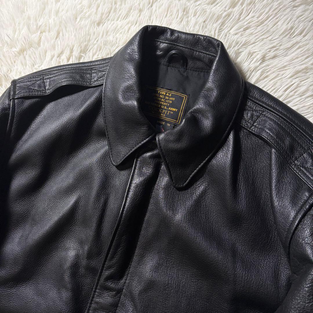 美品■COCKPIT USA フライトジャケット　A-2 ブラック　本革　42