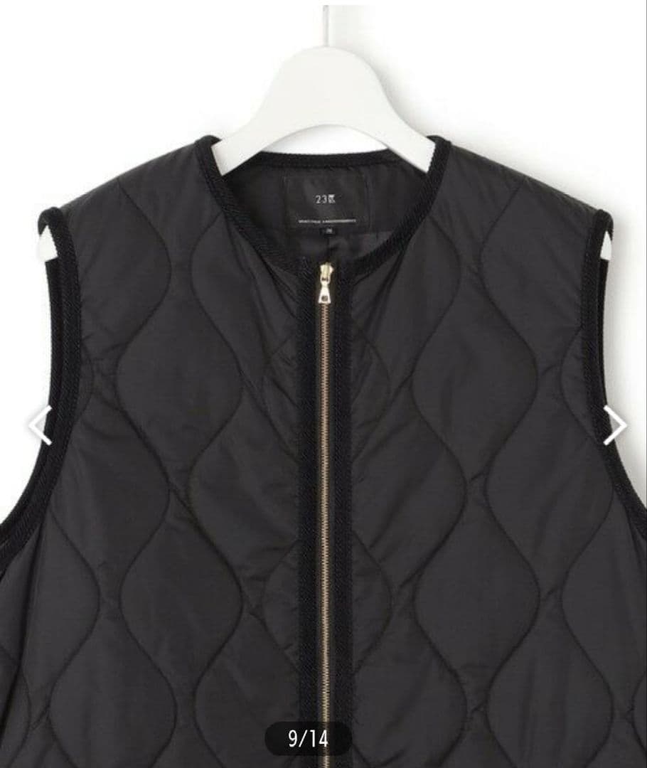 未使用☆23区 大きいサイズ【撥水加工】中綿 パディング ジレ ブラック 46