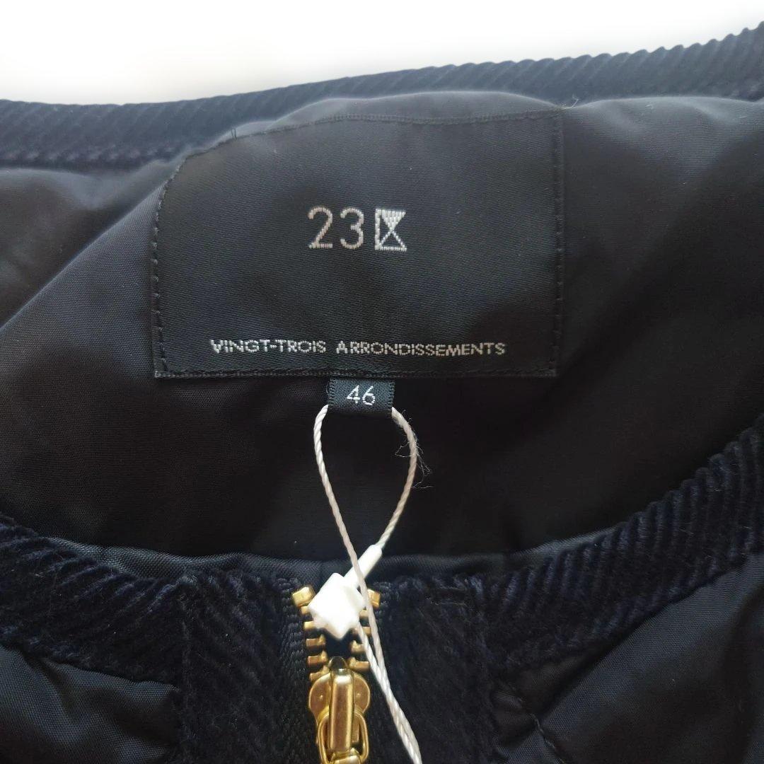 未使用☆23区 大きいサイズ【撥水加工】中綿 パディング ジレ ブラック 46