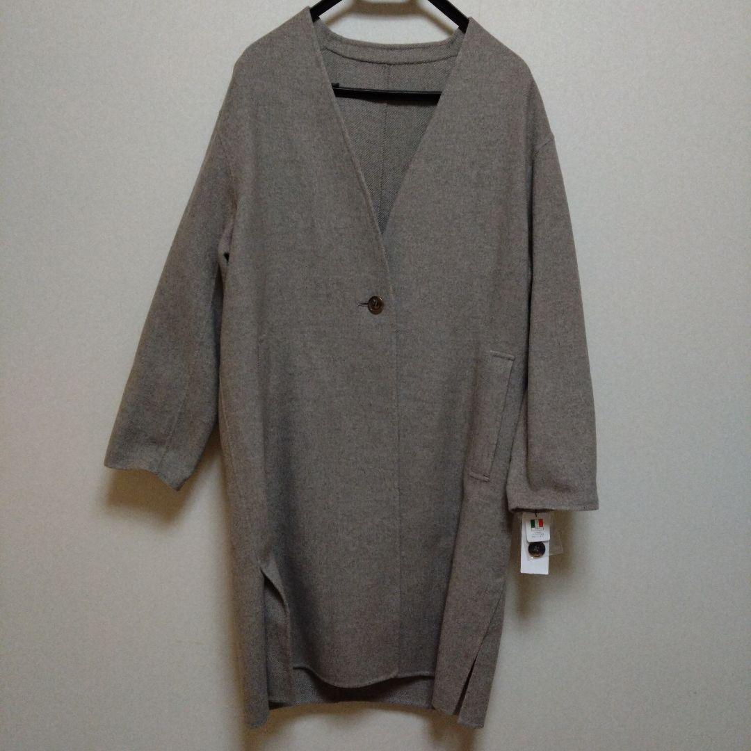 新品タグ付　23区マンテコ社　ウールリバーツイルノーカラーコート サイズ44