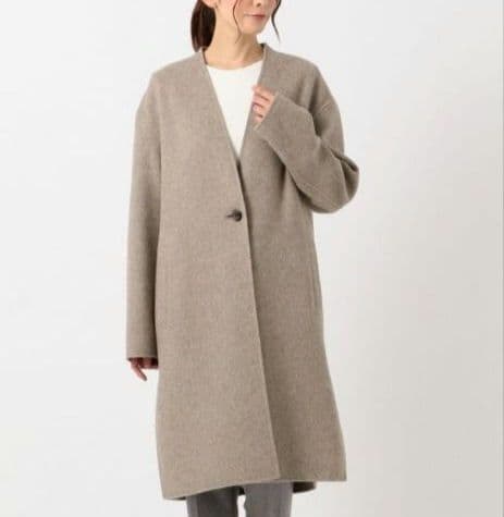 新品タグ付　23区マンテコ社　ウールリバーツイルノーカラーコート サイズ44