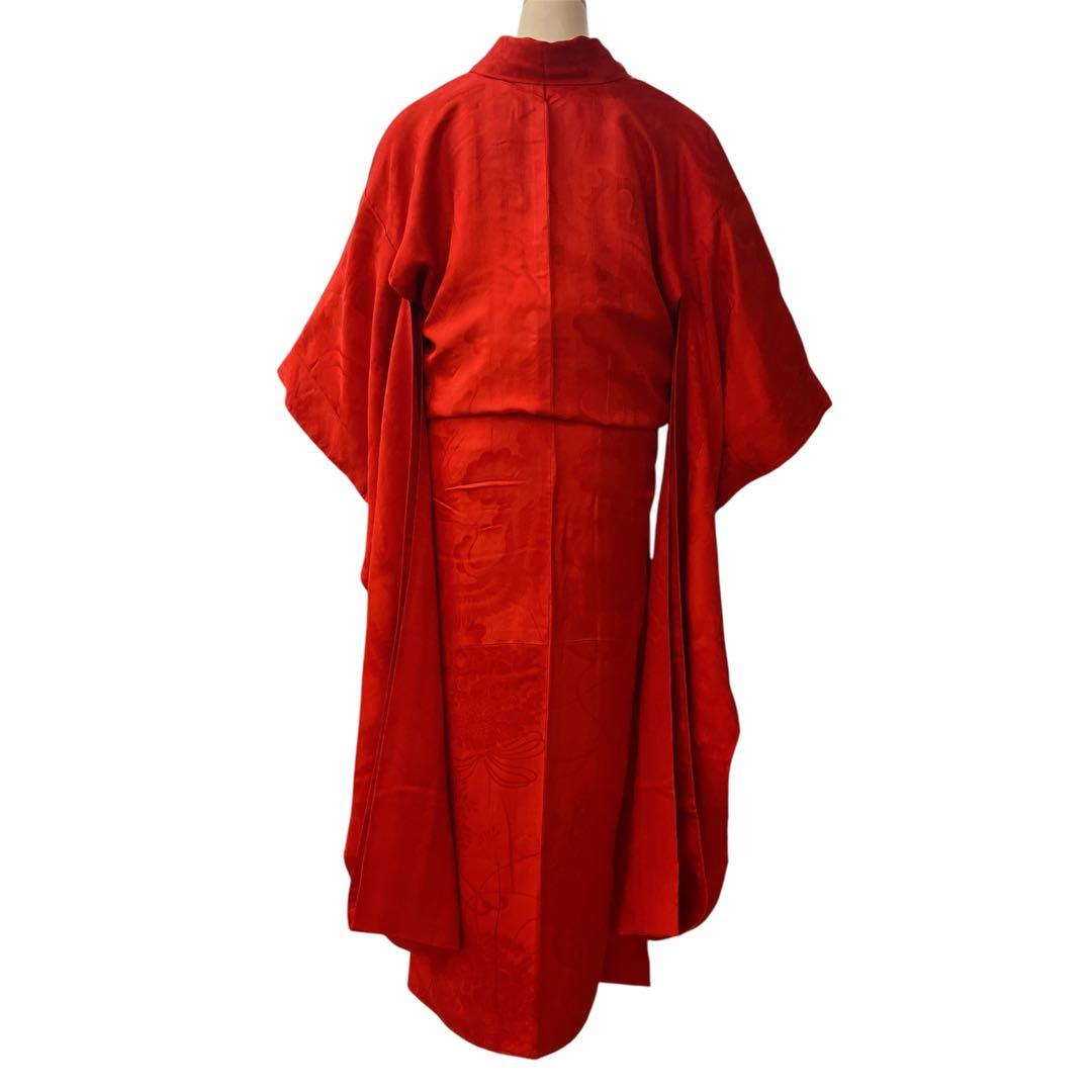 ◎mk-1198　引き振袖　襦袢　赤　美品　7-30