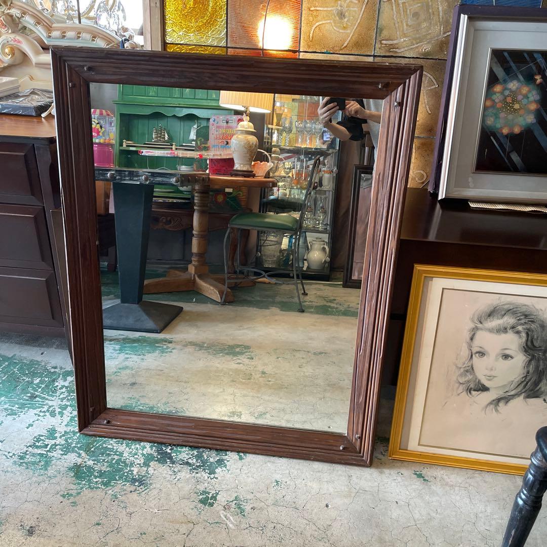 お値下げ‼︎ アメリカ製・ヴィンテージ・オークミラー・ 大型　1980年代