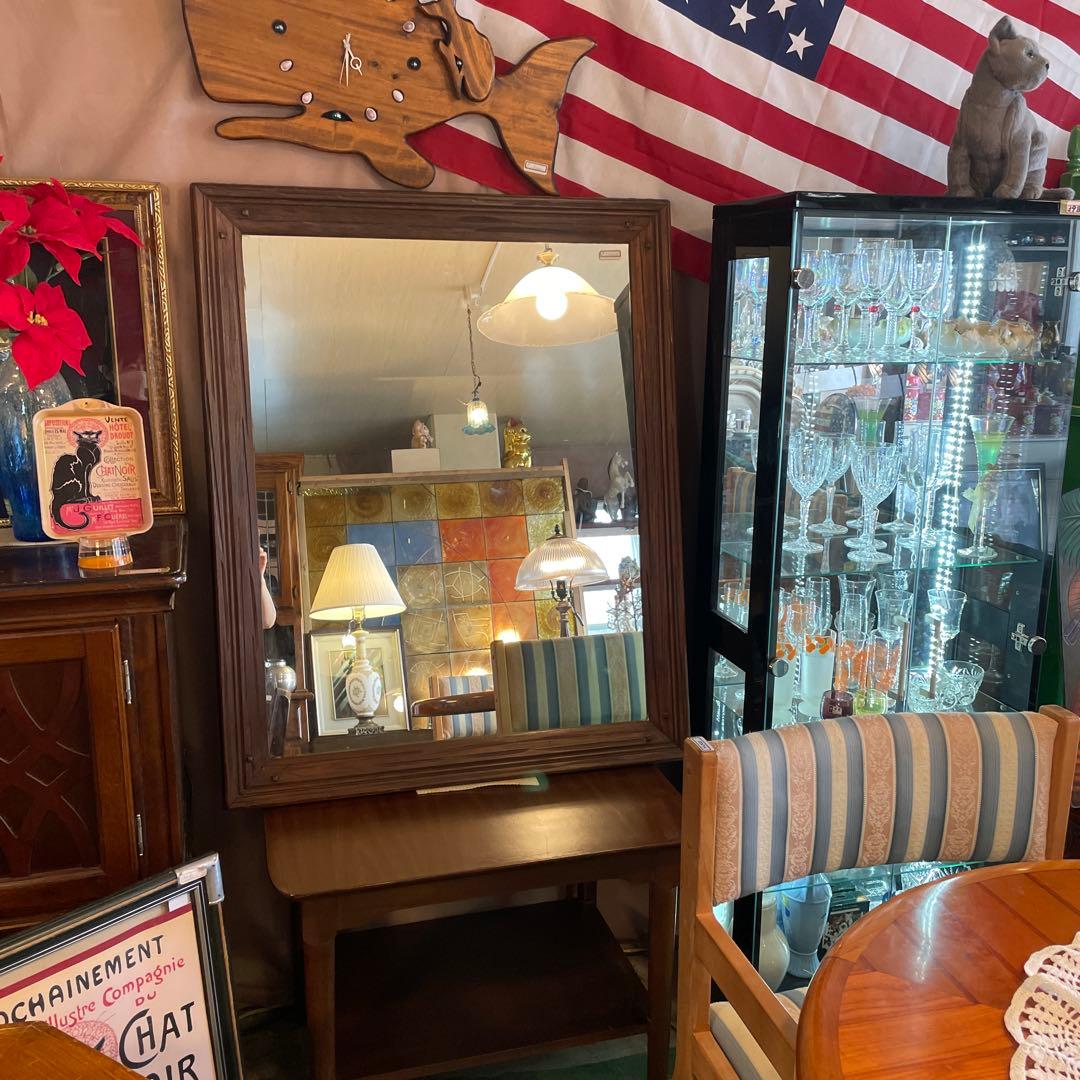 お値下げ‼︎ アメリカ製・ヴィンテージ・オークミラー・ 大型　1980年代