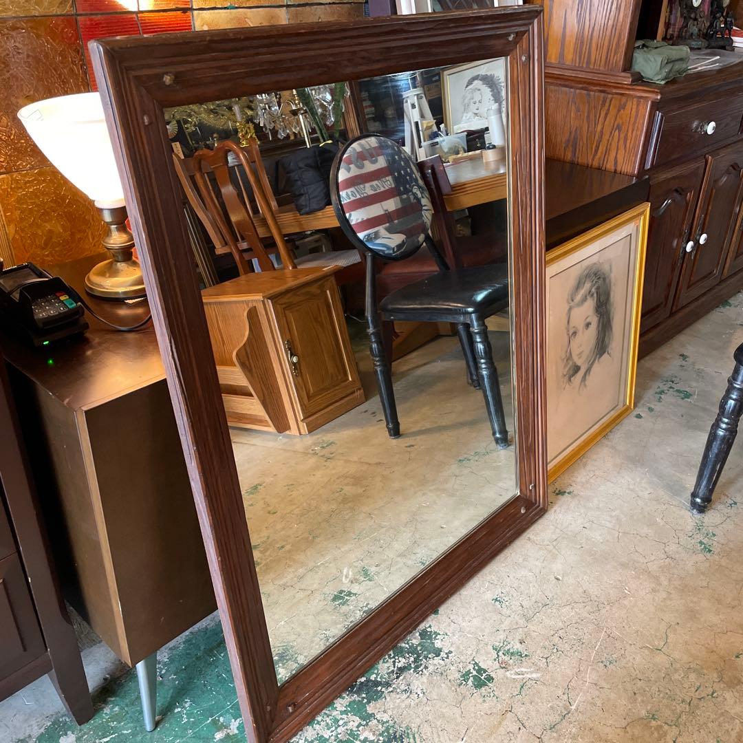 お値下げ‼︎ アメリカ製・ヴィンテージ・オークミラー・ 大型　1980年代