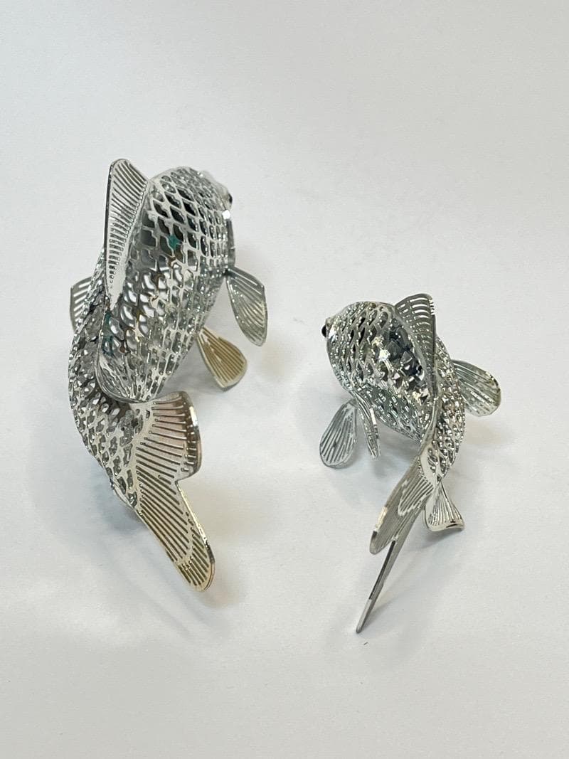 クリストフル リュミエール コレクション フィッシュ ２匹 シルバー オニキス