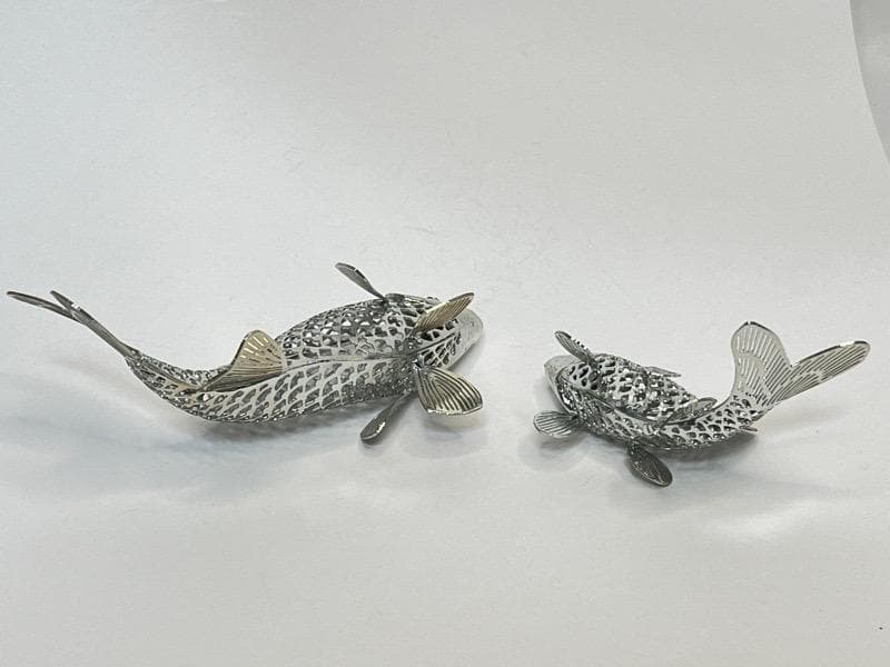 クリストフル リュミエール コレクション フィッシュ ２匹 シルバー オニキス