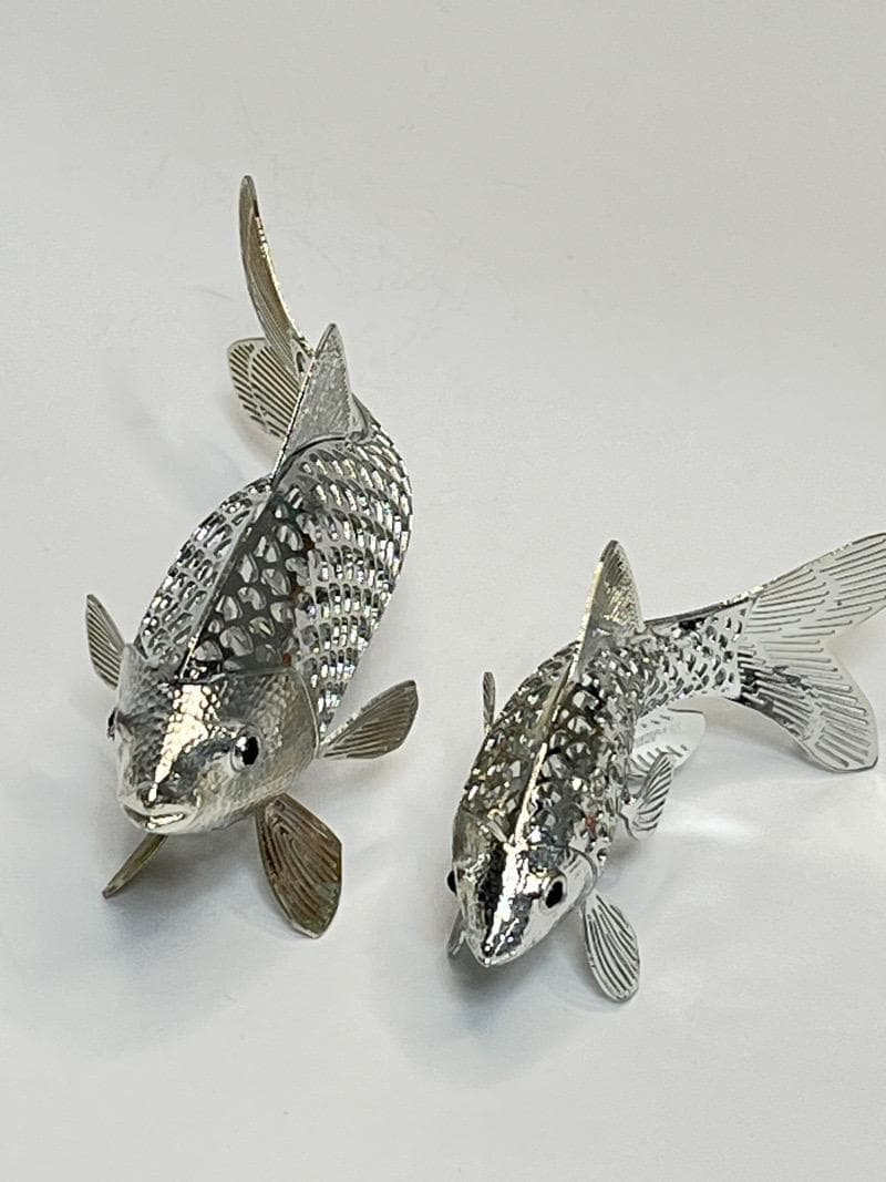 クリストフル リュミエール コレクション フィッシュ ２匹 シルバー オニキス