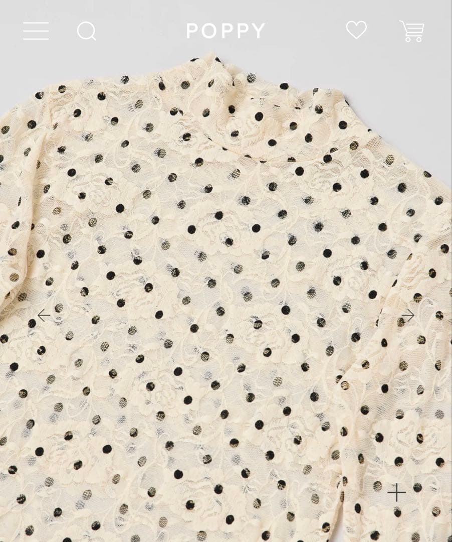 POPPYドット柄長袖トップス ハイネック