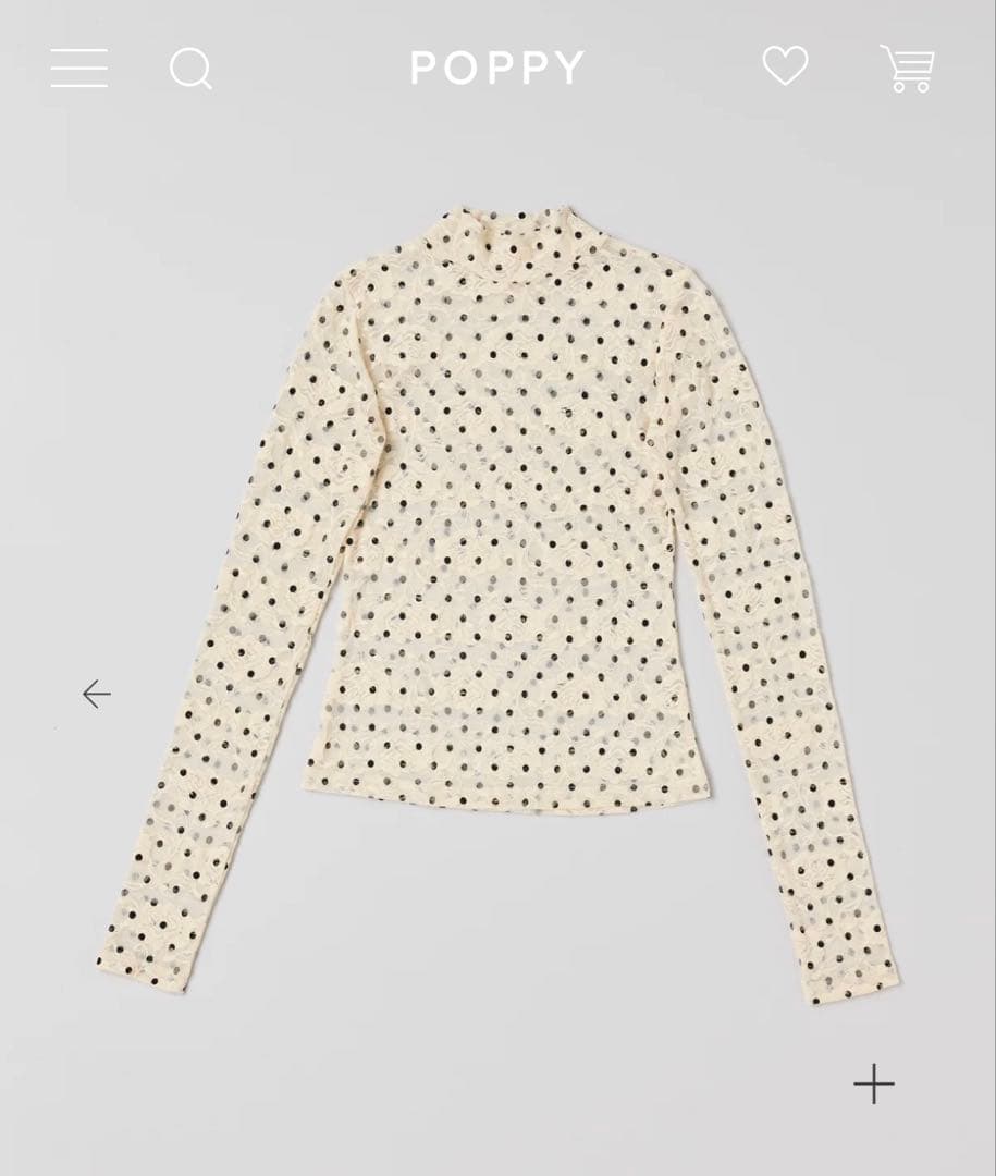 POPPYドット柄長袖トップス ハイネック