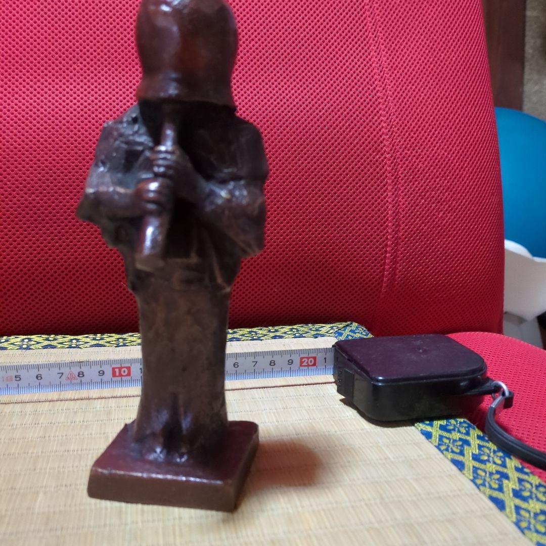 高岡銅器製尺八虚無僧像 約18センチ