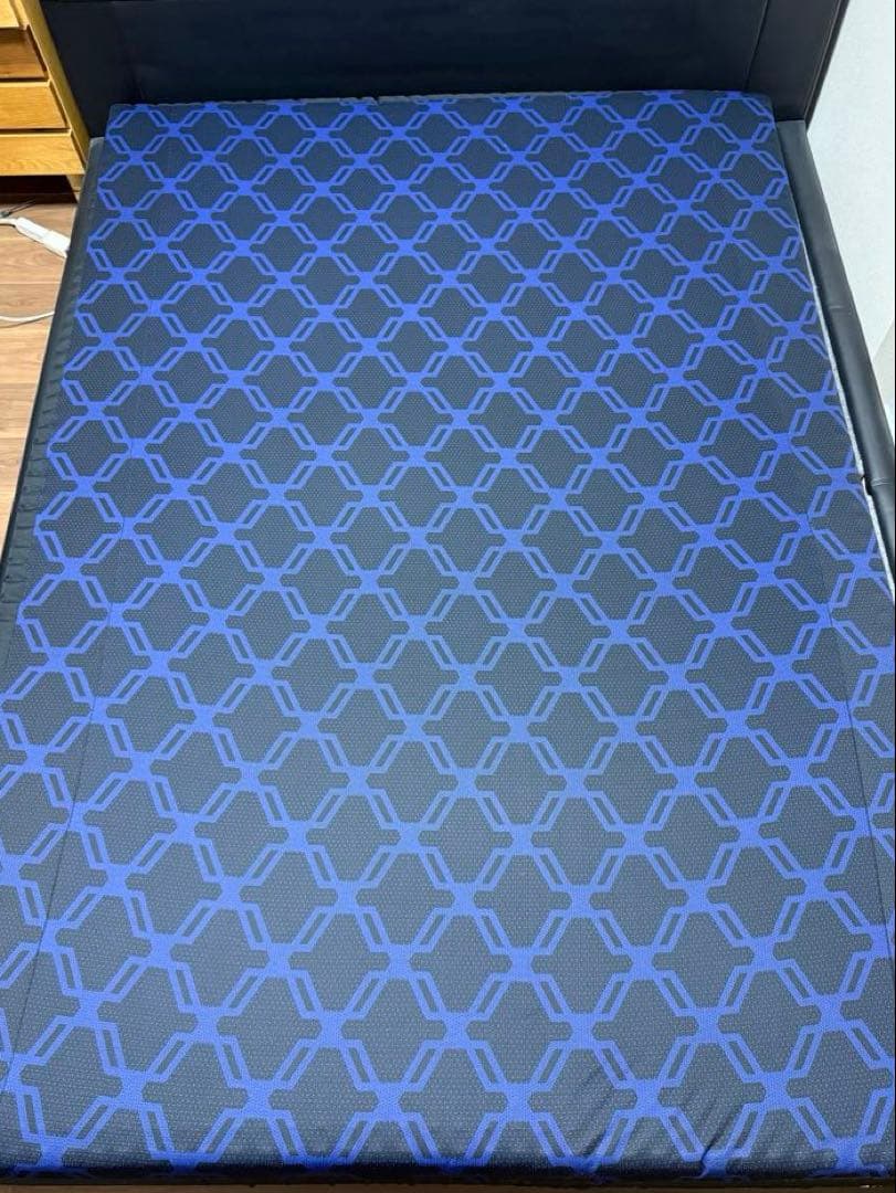 【美品】西川AIR エアーSXマットレス ダブル ネイビー 幾何学模様　カバー付