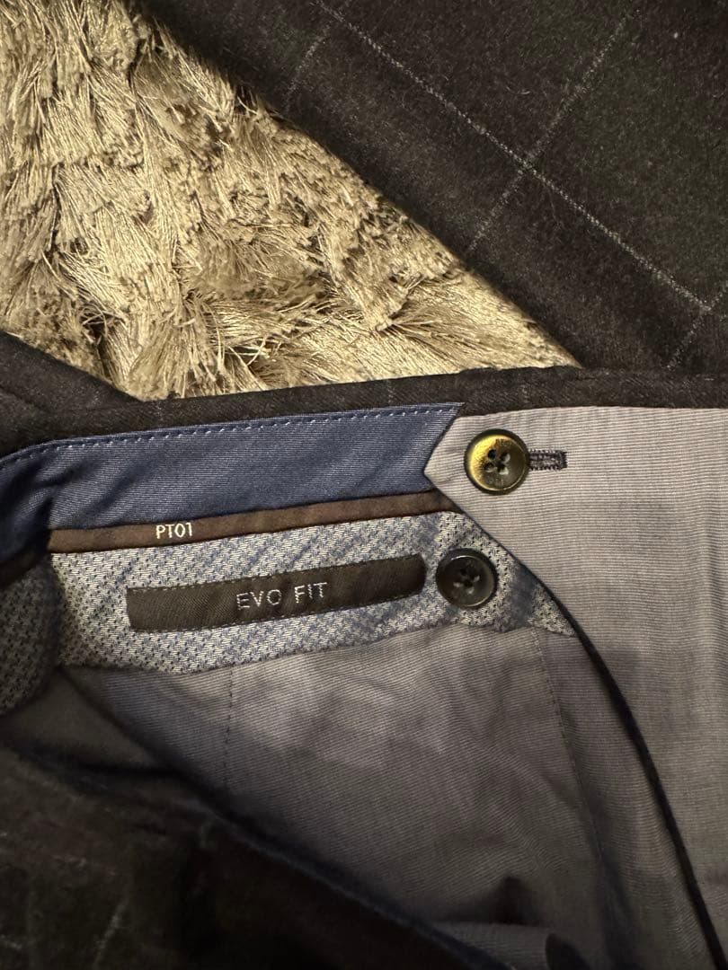 PT01 ウインドウペーン ウールフランネルスラックス 50サイズ ブラック