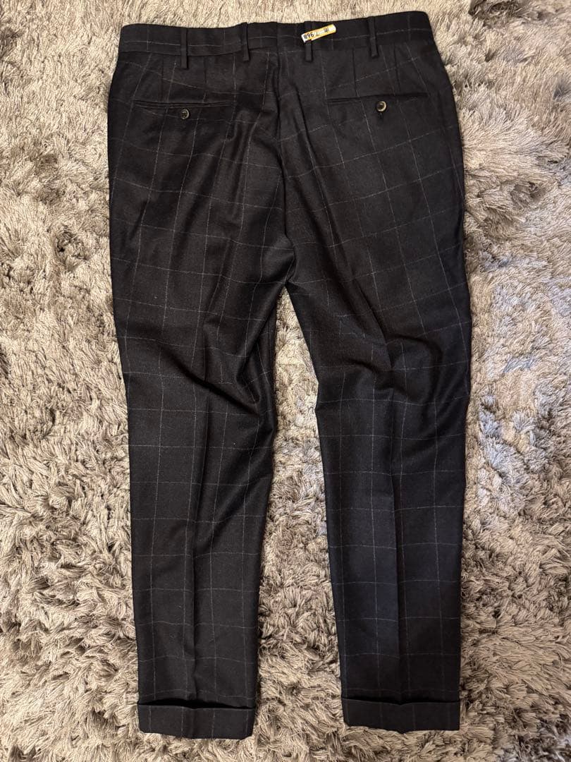 PT01 ウインドウペーン ウールフランネルスラックス 50サイズ ブラック