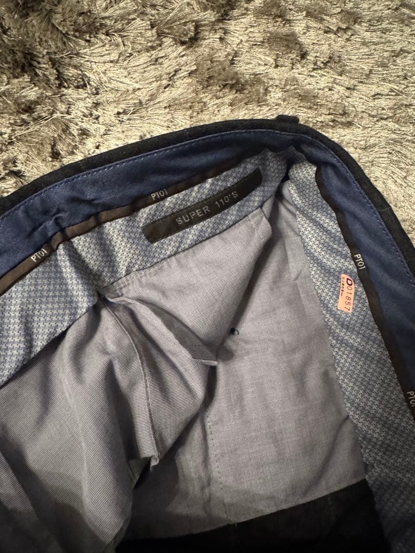 PT01 ウインドウペーン ウールフランネルスラックス 50サイズ ブラック