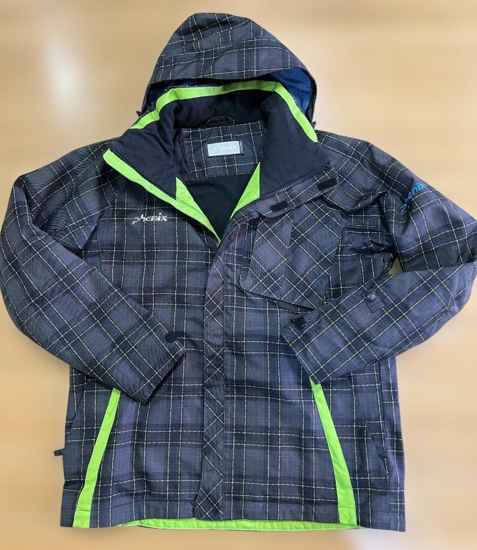 Phenix スキー中綿入りウェア メンズ ブラック/グリーン 上/ｌ　下/ｍ