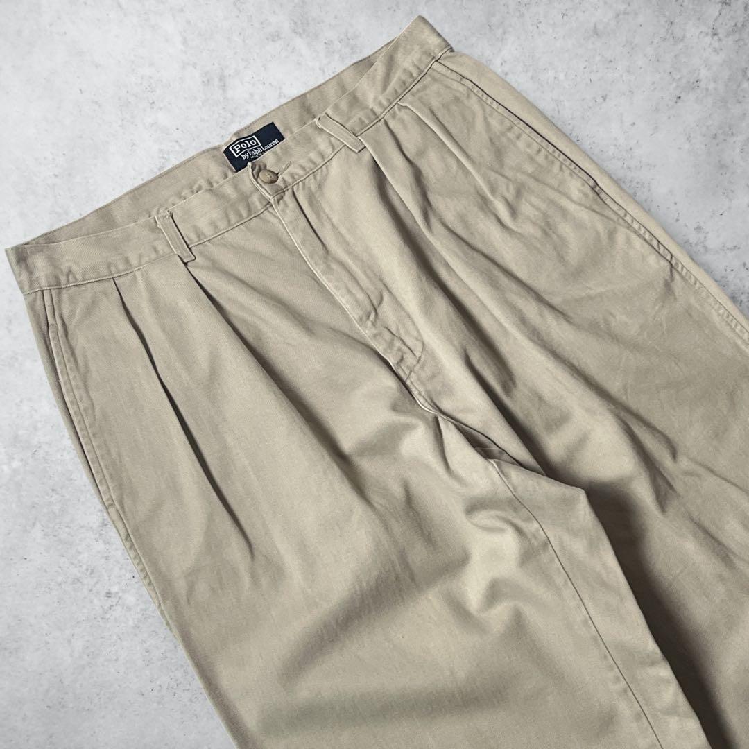 90s00sヴィンテージUSA製ポロバイラルフローレンポロチノベージュW33古着