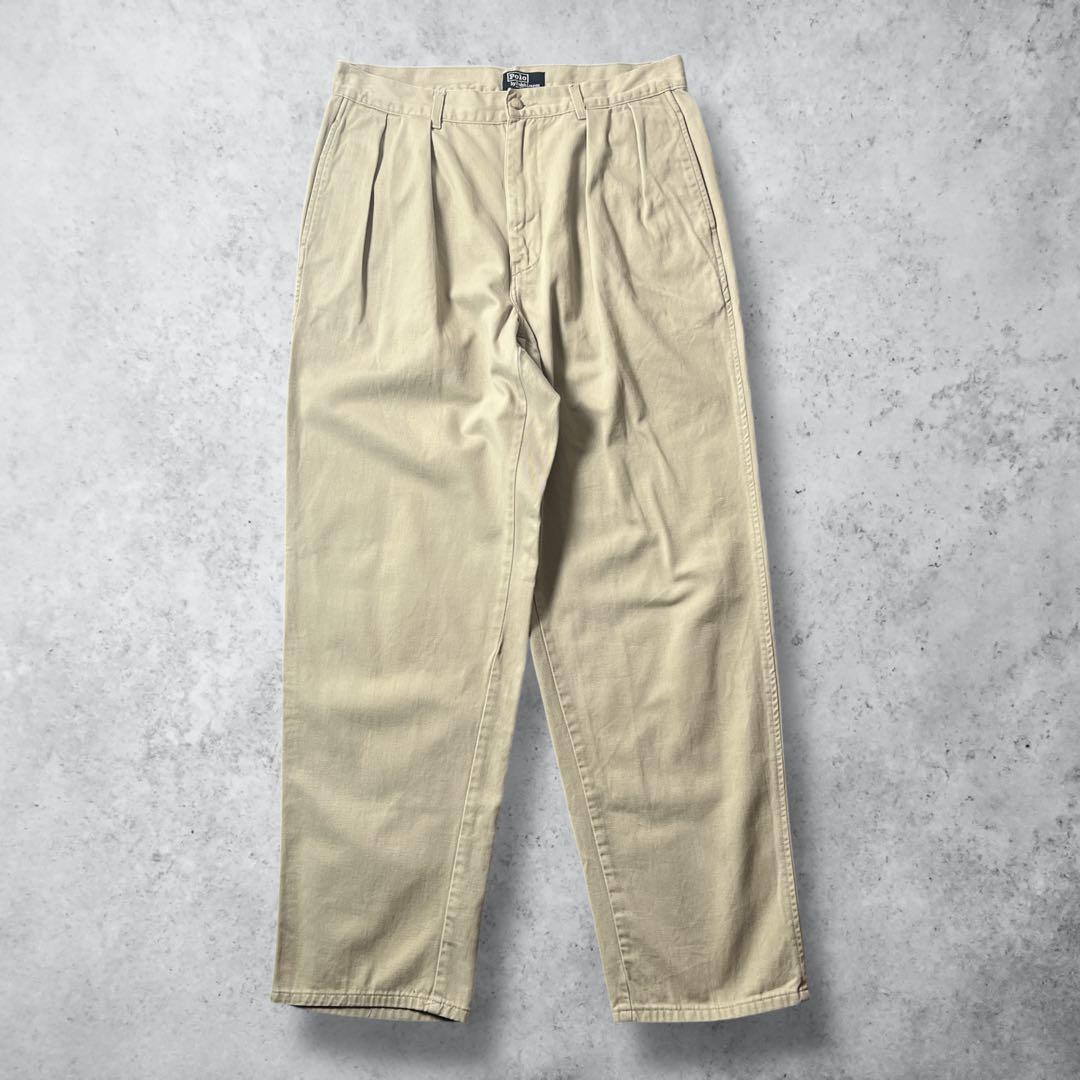 90s00sヴィンテージUSA製ポロバイラルフローレンポロチノベージュW33古着