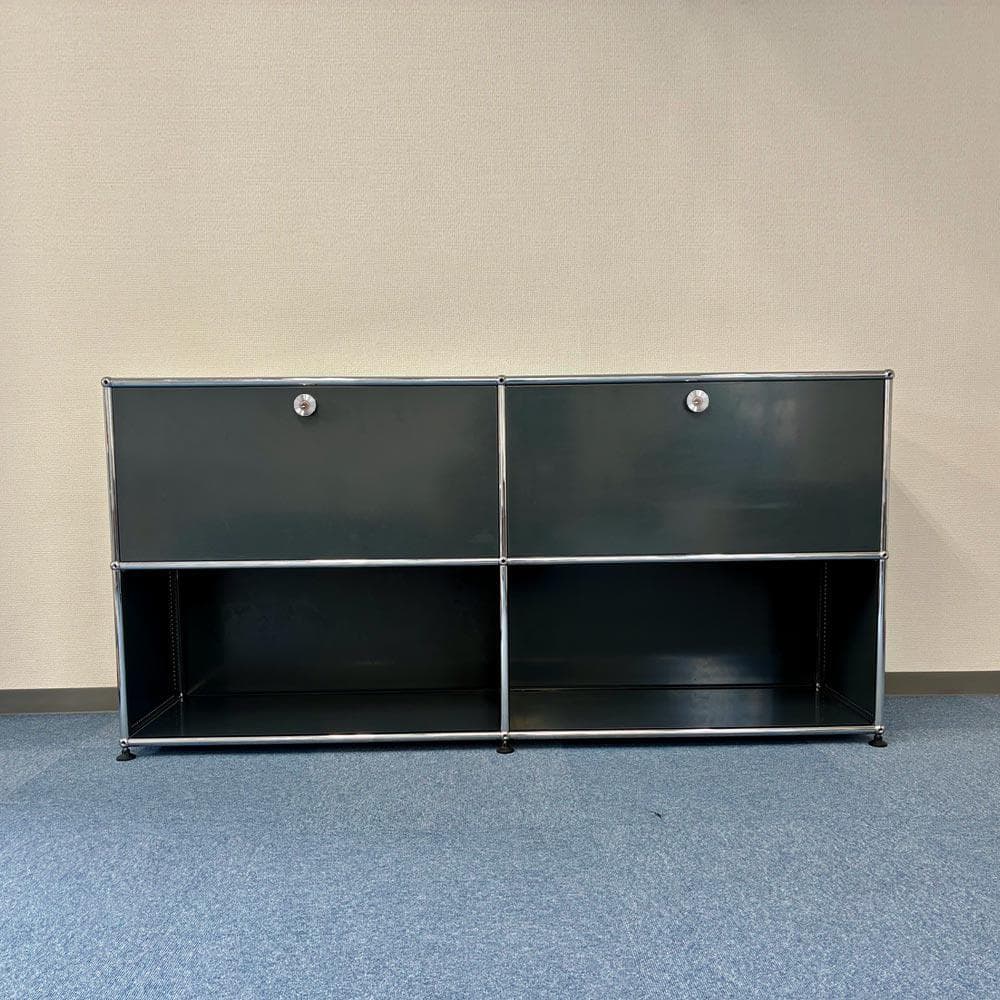 中古 USMハラー｜キャビネット サイドボード 2列2段 アントラサイト