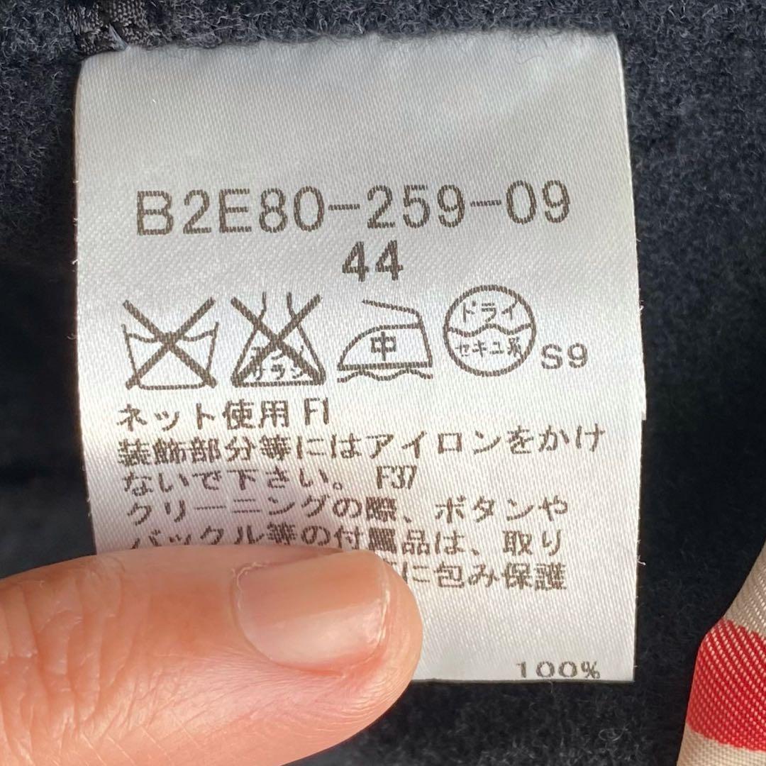 【美品/大きいサイズ44】バーバリー メガチェック ペプラム ダッフルコート 黒