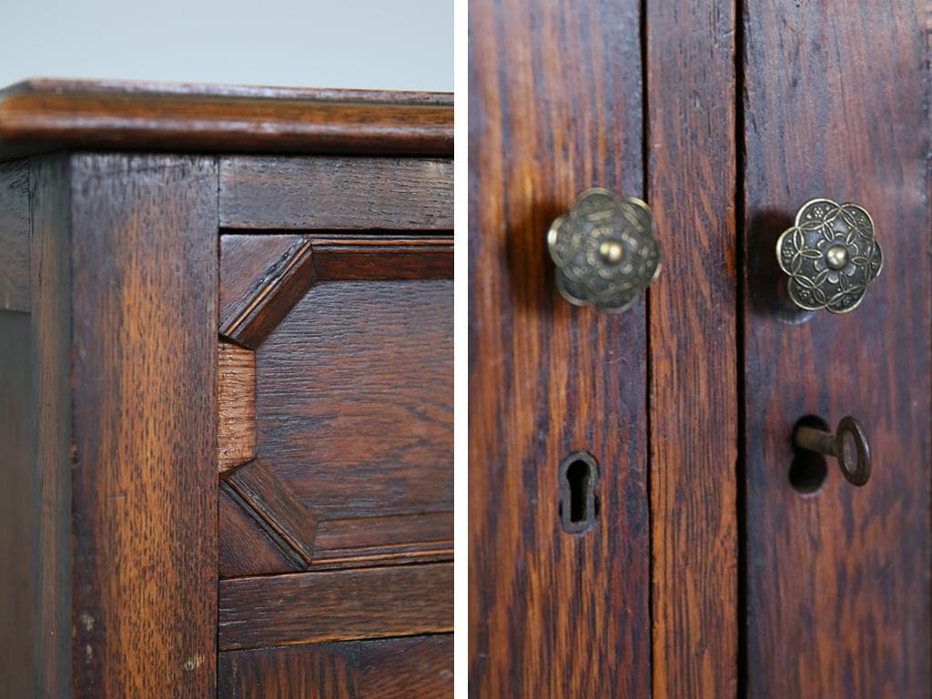 英国アンティーク木製カップボード/キャビネット/サイドボード飾り棚(89-149