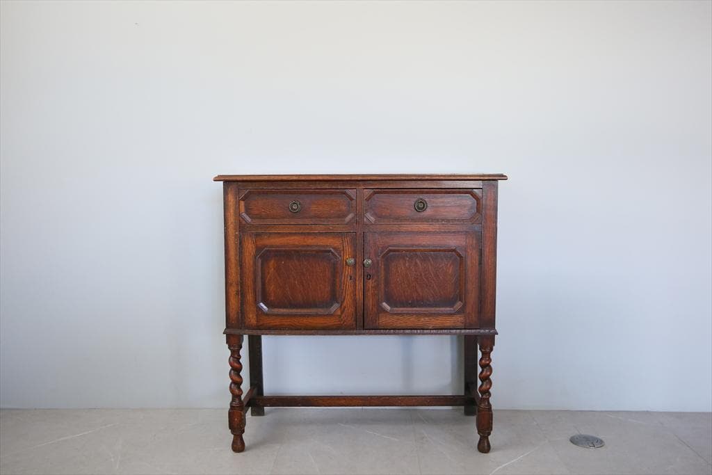 英国アンティーク木製カップボード/キャビネット/サイドボード飾り棚(89-149