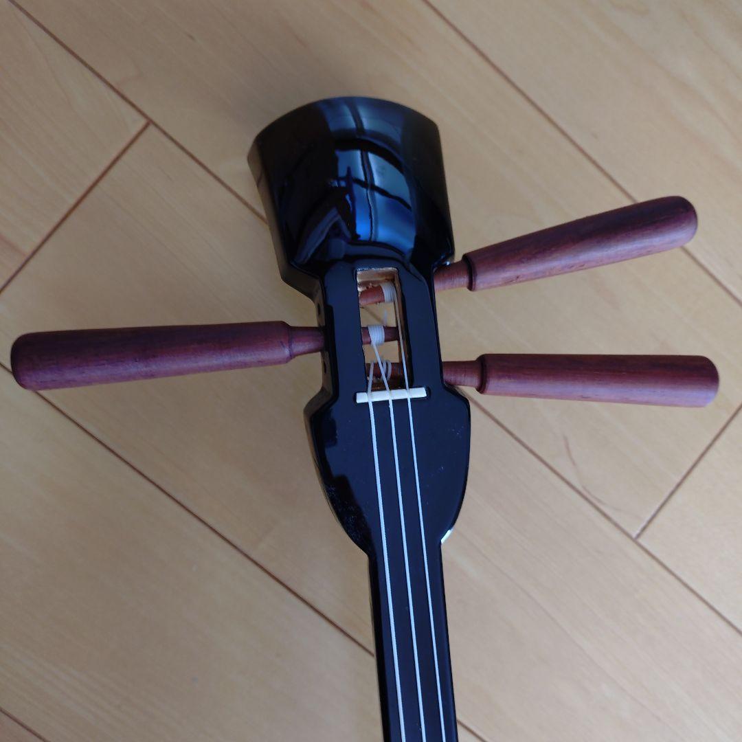 三線本体 黒・金・蛇柄 専用ケース付き　教則本