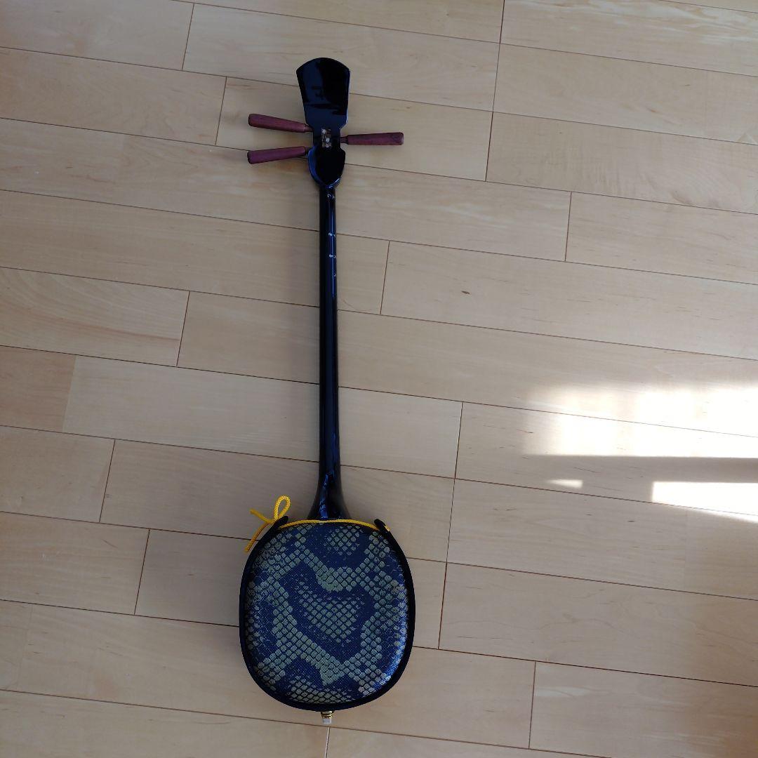 三線本体 黒・金・蛇柄 専用ケース付き　教則本